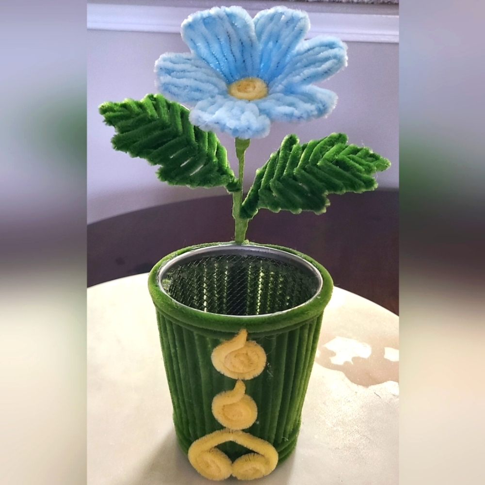 Handmade Pen Holder Decorative Flower Pot   Blue And Green